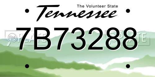 7B73288 Tennessee License Plate