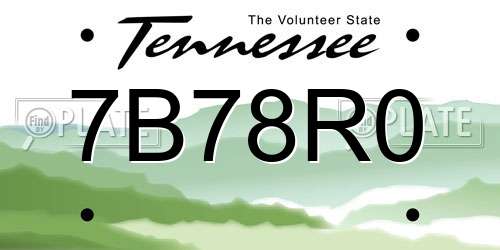7B78R0 Tennessee License Plate