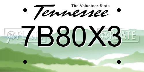 7B80X3 Tennessee License Plate
