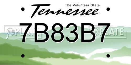 7B83B7 Tennessee License Plate