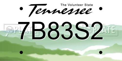 7B83S2 Tennessee License Plate