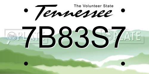 7B83S7 Tennessee License Plate