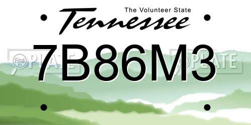 7B86M3 Tennessee License Plate