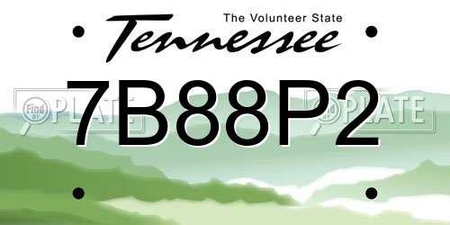 7B88P2 Tennessee License Plate