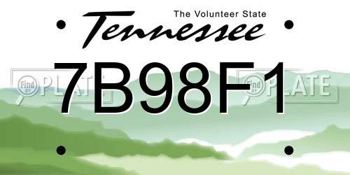 7B98F1 Tennessee License Plate