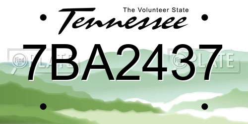 7BA2437 Tennessee License Plate