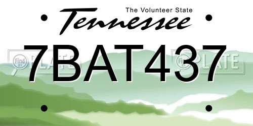 7BAT437 Tennessee License Plate