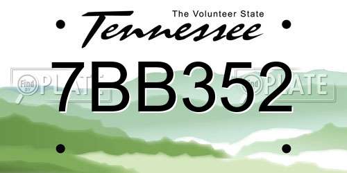 7BB352 Tennessee License Plate