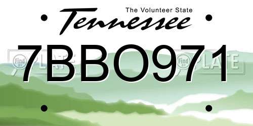 7BBO971 Tennessee License Plate