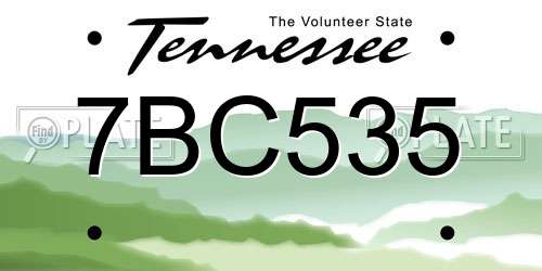 7BC535 Tennessee License Plate