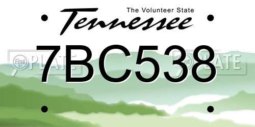 7BC538 Tennessee License Plate