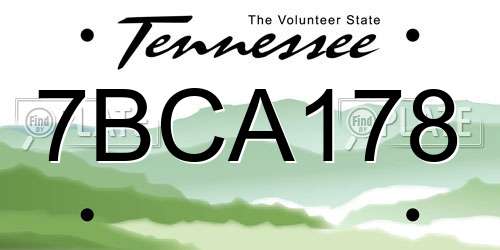 7BCA178 Tennessee License Plate