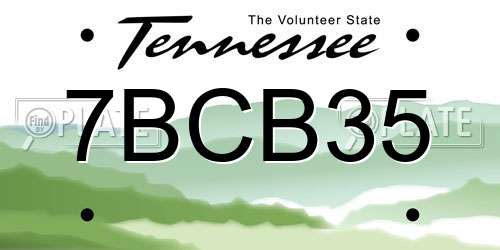 7BCB35 Tennessee License Plate
