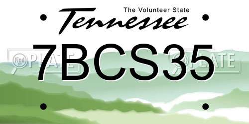 7BCS35 Tennessee License Plate