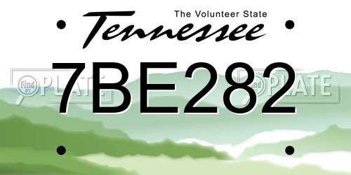 7BE282 Tennessee License Plate