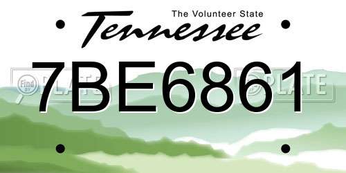 7BE6861 Tennessee License Plate