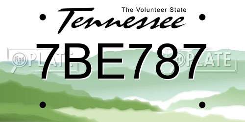 7BE787 Tennessee License Plate