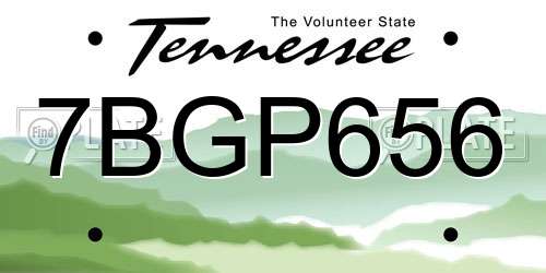 7BGP656 Tennessee License Plate