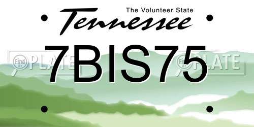 7BIS75 Tennessee License Plate
