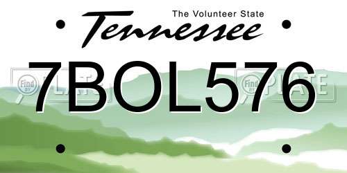 7BOL576 Tennessee License Plate