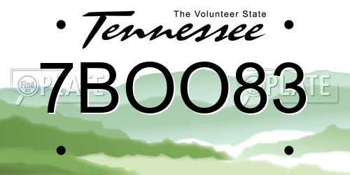 7BOO83 Tennessee License Plate