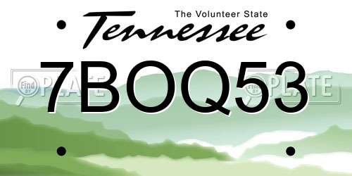 7BOQ53 Tennessee License Plate