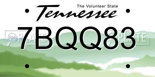 7BQQ83 Tennessee License Plate
