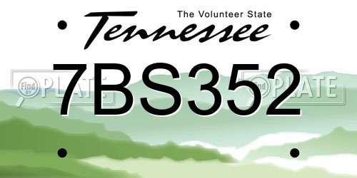 7BS352 Tennessee License Plate