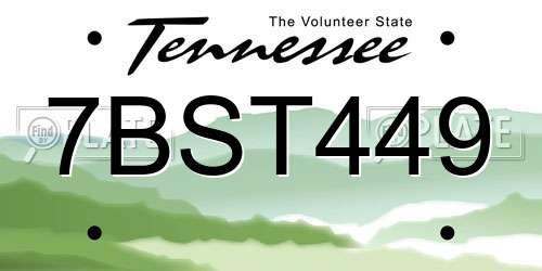 7BST449 Tennessee License Plate
