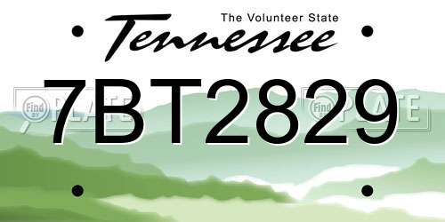 7BT2829 Tennessee License Plate