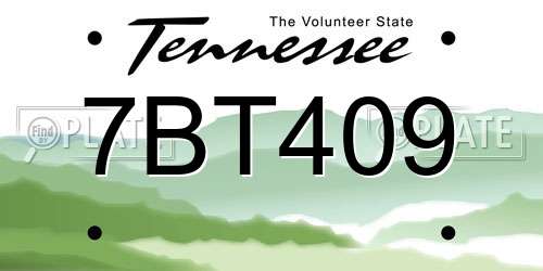 7BT409 Tennessee License Plate