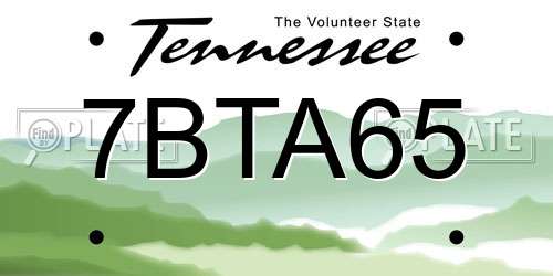 7BTA65 Tennessee License Plate