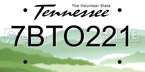 7BTO221 Tennessee License Plate