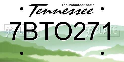 7BTO271 Tennessee License Plate