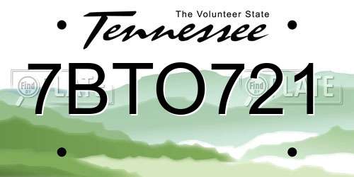 7BTO721 Tennessee License Plate