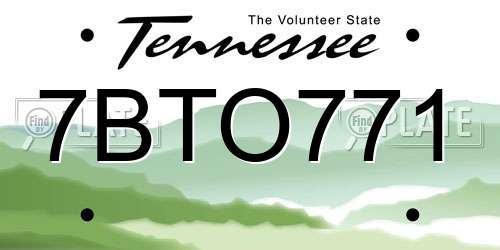 7BTO771 Tennessee License Plate
