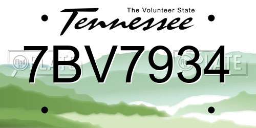 7BV7934 Tennessee License Plate