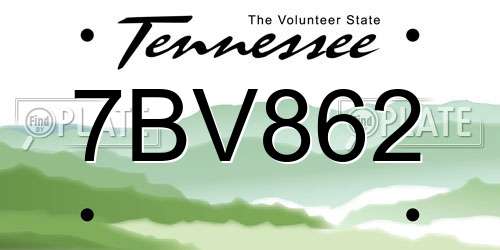 7BV862 Tennessee License Plate