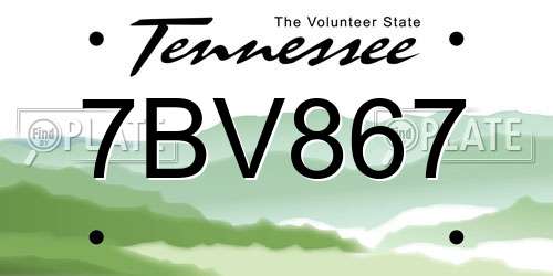 7BV867 Tennessee License Plate
