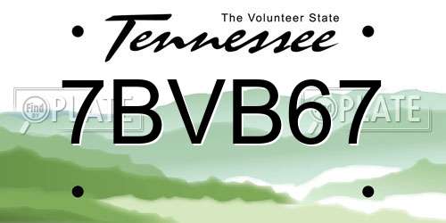 7BVB67 Tennessee License Plate