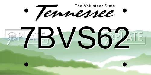 7BVS62 Tennessee License Plate