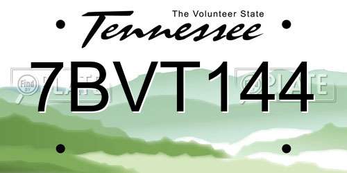 7BVT144 Tennessee License Plate