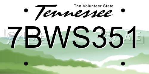7BWS351 Tennessee License Plate
