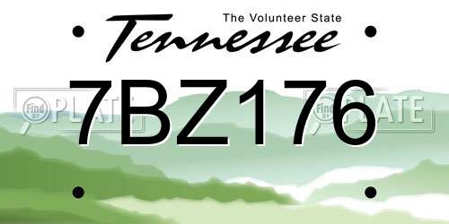7BZ176 Tennessee License Plate