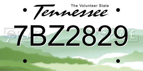 7BZ2829 Tennessee License Plate