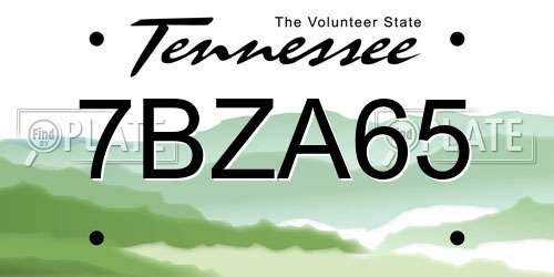 7BZA65 Tennessee License Plate