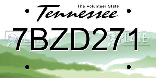 7BZD271 Tennessee License Plate