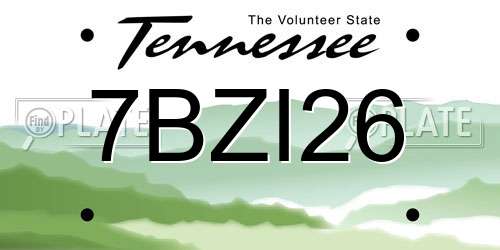 7BZI26 Tennessee License Plate
