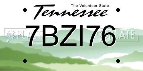 7BZI76 Tennessee License Plate