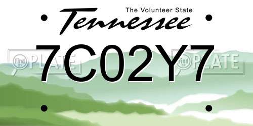 7C02Y7 Tennessee License Plate